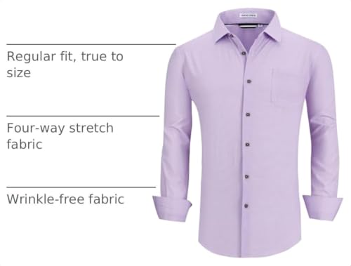Mens Wrinkle Free 4-Way Stretch Print Business Casual Shirt,08 Purple,S by Alex Vando - Used condition - Image 2