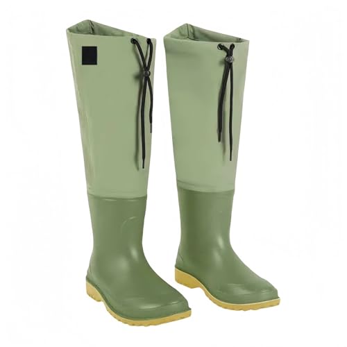 Mid Calf Hip Boots, Outdoor Waterproof Hip Waders, Lightweight Nylon Wader with Boot, Breathable Thigh Boots for Hunting, Fishing, Work and Garden Use(Green,10)