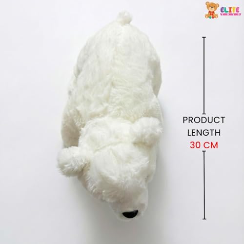 Image of ELITE CREATIONS Polar Bear Soft Toy 30 cm | Cute White Bear Plush Stuffed Animal | Soft Cuddly Teddy Toy for Kids Boys Girls | Birthday Gift Baby Toy Room Decor