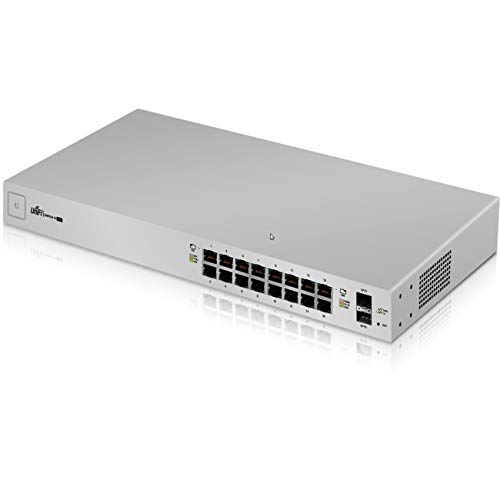 Ubiquiti UniFi Switch 16 Managed PoE+ Gigabit Switch with SFP (US-16-150W) (Renewed)