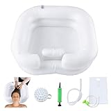 Euablfo Haarwaschbecken Für Bettlägerige, Aufblasbares Haarwaschbecken mit 1m Ablaufschlauch, Luftpumpe, Duschkopf Und Wassersack für Schwangere Verletzte Behinderte Senioren Haare Waschen im Bett
