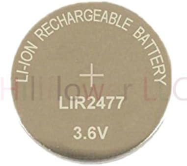 Hillflower 50 Piece LIR2477 2477 CR2477 LM2477 BR2477 Rechargeable Bulk 3.6V Lithium Battery