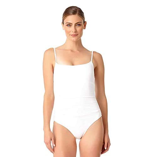 Anne Cole Women's Shirred Classic Lingerie One Piece Swimsuit, White, 8 #TOP19