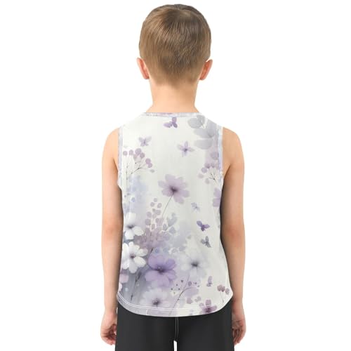 susiyo Beautiful Light Purple Flowers Boys Sleeveless Tank Top Girls Athletic T Shirt3