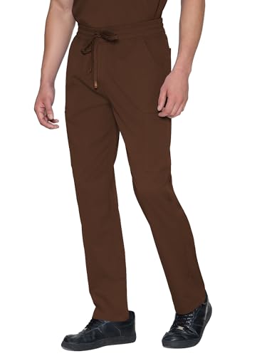 COZYFIT Scrub Pants for Men, Straight Leg Pants, Brown, M - image 3