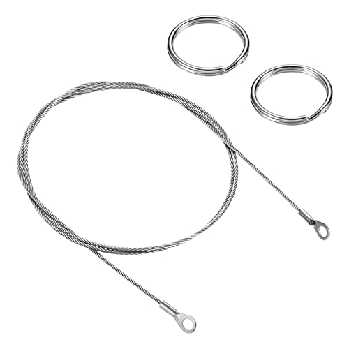 PATIKIL Stainless Steel Lanyard Cable 2mmx100cm, 6 Pack Eyelets Ended Security Wire Rope with 12 Pack Key Ring