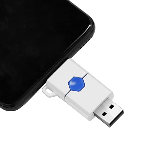 USB Stick 64GB, Pen Drive USB 2.0 OTG Speicherstick 2-in-1 Einziehbares Flash Laufwerk Type C Flash Drive für Externer Daten Speicher (Weiß) Cover