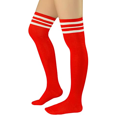 Image of Zando Womens Stripes Thigh High Socks Thigh Highs Casual Knee High Stockings