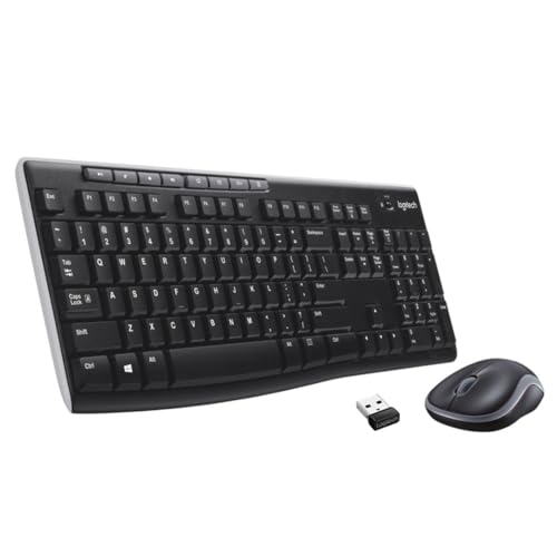 MK270 Combo Tastiera e Mouse Wireless per Windows, Layout US Internazionale QWERTY, Nero