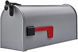 SoB Medium Gray Rural Box Mail Storage Galvanized Steel Post-Mount Mailbox, 7.01in. W x 9.45in. H x 20.28in. L - Mailboxes for Outside - Post-Mount Mailbox - Metal Mailbox Post Mount