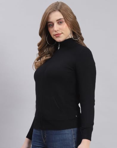 Image of Monte Carlo Women Regular Fit Full Sleeve Solid T Neck Winter Cardigan (Pack of 1)