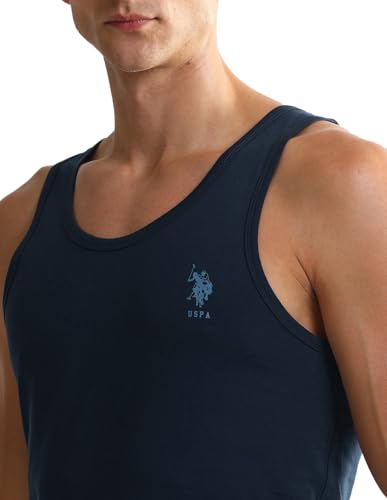 Image of U.S. Polo ASSN. Mens OEV05 Solid Cotton Vest - Pack of 2