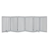 unipaws ペットゲート 置くだけ簡単 木製 折りたたみ式 伸縮可能（最大適用幅292cm 高さ91.5cm） 玄関/階段/ドア用 ペットガード 小型犬 猫 脱走防止 飛び出し防止 収納便利 室内パーテーション ペットフェンス ペット用柵 犬用ゲート、折り式バリア、ペット用家具フェンス 、 グレー