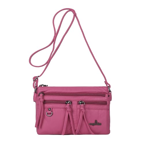 Image of Angel Kiss Small Crossbody Bag for Women Leather Crossbody Purse Triple Compartments Cell Phone Purse Shoulder Bags for Women