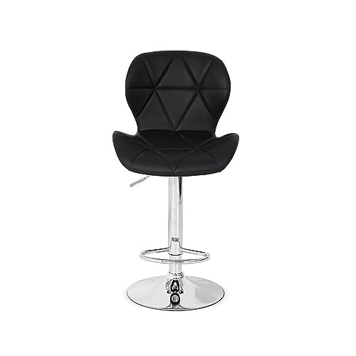 Banqueta Slim Couro Pu Regulagem de Altura - Preta