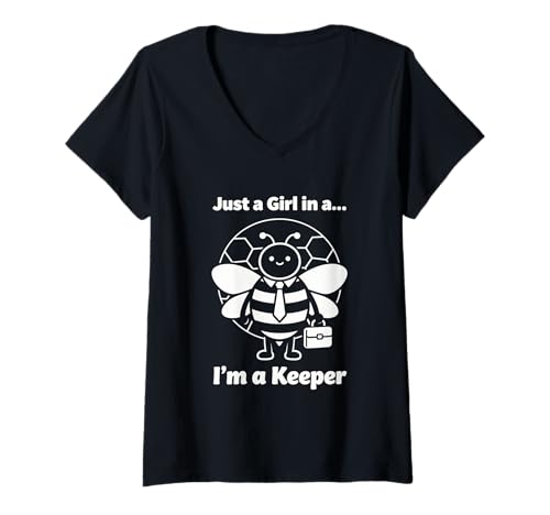 Donna Bee Keeper Pun Carino Ufficio Apicoltore Ragazza Amanti Design Maglietta con Collo a V
