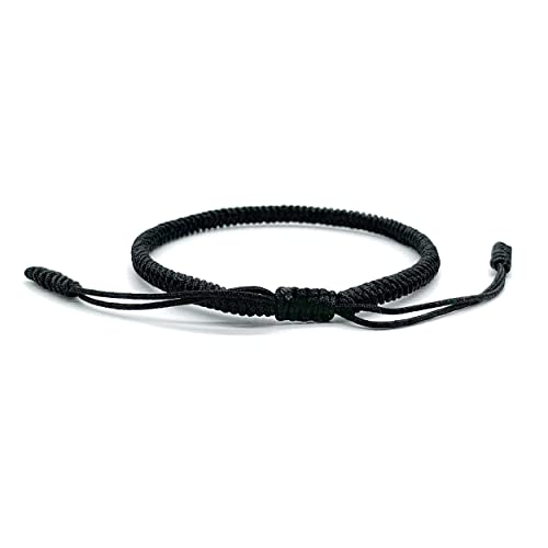 Lamibee Original Tibetan Bracelet Black Red And Multicolor Buddhism Handmade Knot Lucky Rope Bracelet Friendship And Couple Bracelet (Black) #TOP2