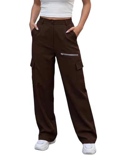 Image of GRECIILOOKS Cargo Pants For Woman | Trousers For Womans |High Waist Trouser for Women - Flared Parachute Pants with Side Pockets |Womens Cargo Pant | Elegant for College & Events (Available in Plus Size)