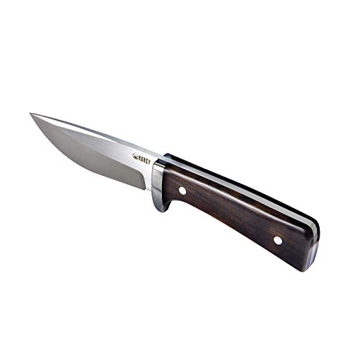 KUBEY KU160 Fixed Blade Knife, 4.7-Inch Tough Carbon Steel Blade with Full Tang Design and Snap Faster Kydex Sheath, for Hunting Survival and Bushcraft, 9.4-Inch Overall (Wood Grip)