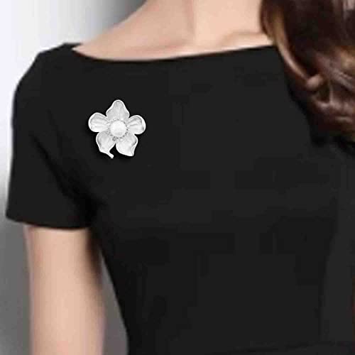 Image of Fashion Rhinestone Flower Brooches Pins Cute Pearl Crystal Floral Lapel Pin Brooch Costume Decorate Jewelry for Women Gril Gift