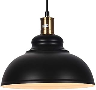 OYIPRO Pendant Light Fixture Vintage Hanging Lamp Dome Lampshade 30cm Diameter Metal Black for Dining Table Living Room Restaurant Hallway