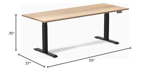 Image of Desky Dual Hardwood Sit Stand Desk - 80x30 Electric Standing Desk - Dual Motor, 3 Stage Adjustable Height Desk - Solid Wood Standing Desk - Whole-Piece Top in White Ash Wood