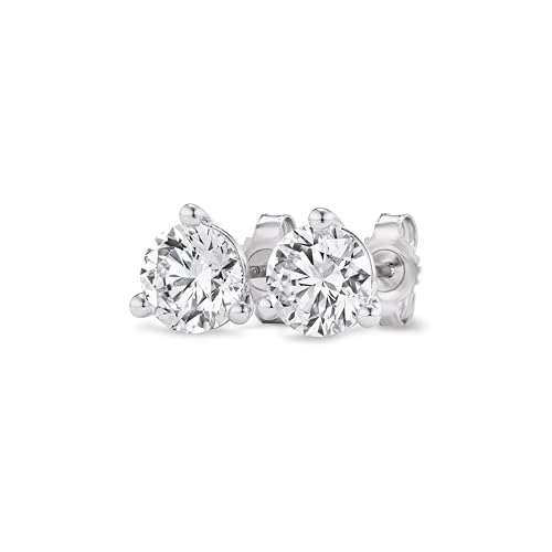 IGI Certified 1.50 to 4.00 Carat Lab Grown Diamond Round Stud Earrings for Women I 14k White Gold Earrings for Her (I-J, VS1-VS2, cttw) 3-Prong Martini Set Diamond I Push Back Studs3