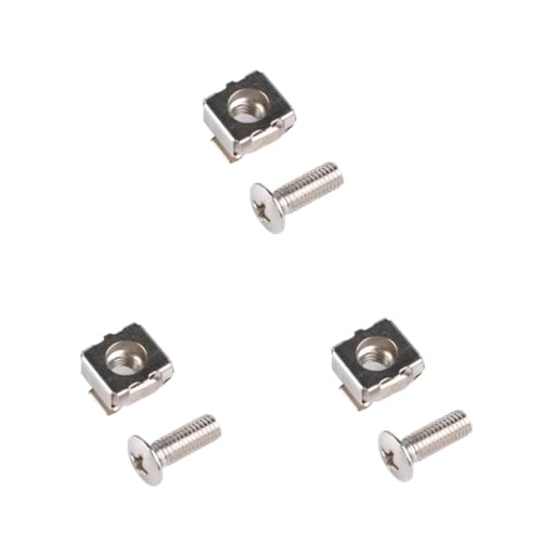 SOLUSTRE 3pièces Écrous Cage à Trou Carré Et Vis Avec Rondelles Pour Armoire Et Rack Serveur Inoxydable