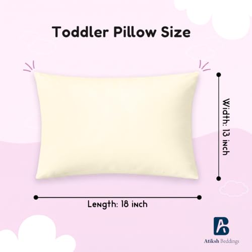 Image of Atiksh Beddings Pack of 2 13x18 Inch Toddler Travel Pillow Cases - 100% Soft Egyptian Cotton, 600 Thread Count with Zipper Closure for Small Travel Pillowcase Cover, Ivory