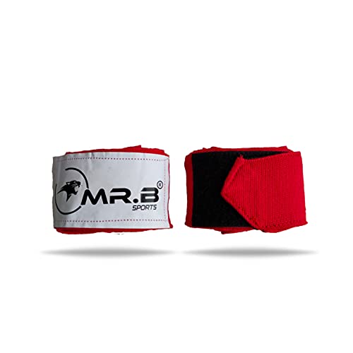 MR.B SPORTS Hand Wraps, Hand Wraps for Boxing, Boxing Hand Wrap Punching Hand Wraps 108" & 180" Length (Red, 108" Length)
