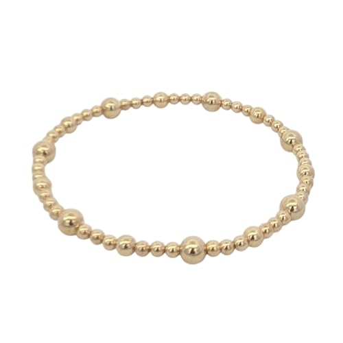 Anela 14kt Gold Filled Beaded Bracelet - Alternate Pattern of 3mm, 4mm & 5mm Beads, Tarnish-Free Jewelry - Great Gift for Woman
