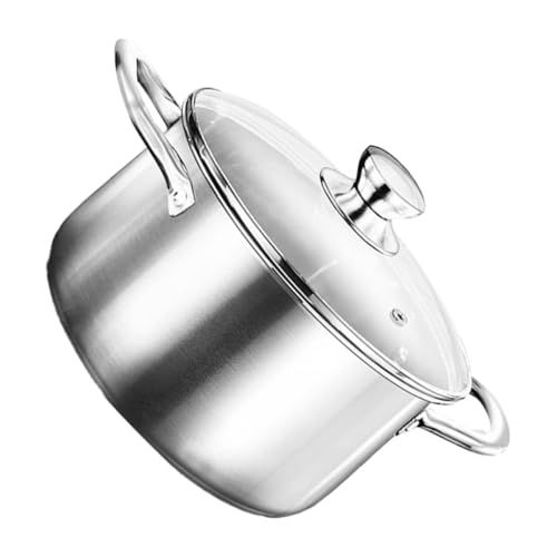SEWACC Stainless Steel Soup Pot with Lid 6.5 Quart Induction Compatible Stockpot Heavy-duty Multi-layer Base Double Handle Stew and Pasta Cooking Pot for Stove and Induction Cooktops