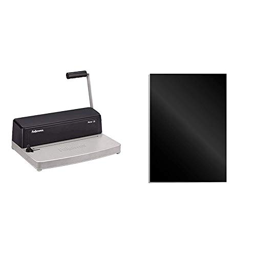 Fellowes Metal 25 Encuadernadora manual de espiral metálico, uso ocasional + Portadas para encuadernar de cartón alto brillo Chromolux, extra rígido, 250 micras