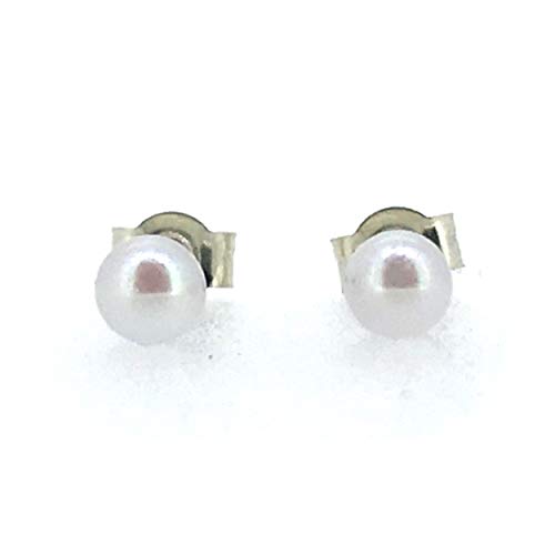 Boucles d'oreilles perles Akoya en or blanc 9 carats 3mm pour femme