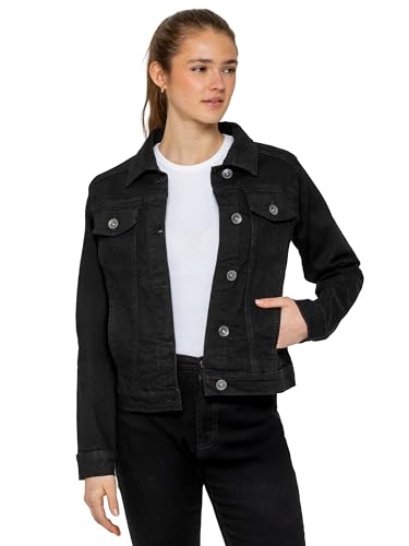 989Zé ENZO Womens Designer Denim Jacket Ladies Stretch Casual Button Up Western Classic Jeans Coat (M Black)