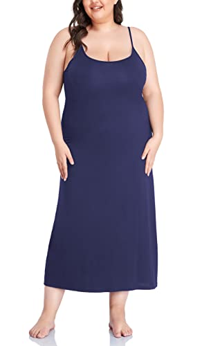 Image of Women's Full Slip for Under Dresses Plus Size Long Nightgown Cami Dress