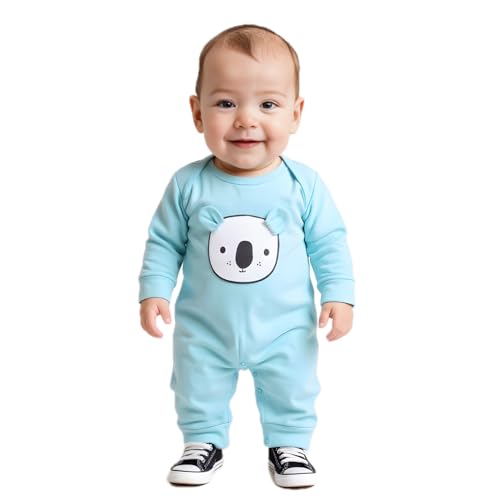 Image of 100% Cotton Animal face Print with 3D ears Rompers Sleepsuits Jumpsuit Night Suits for Infants Newborn Baby Boys & Girls