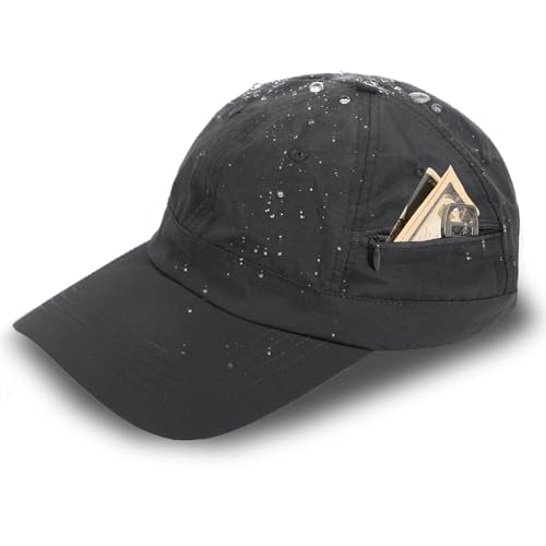 Image of Mens Waterproof Baseball Cap Womens Rain Hat Quick Dry Running Hat with Sweatband Outdoor Golf Breathable Sports Cap