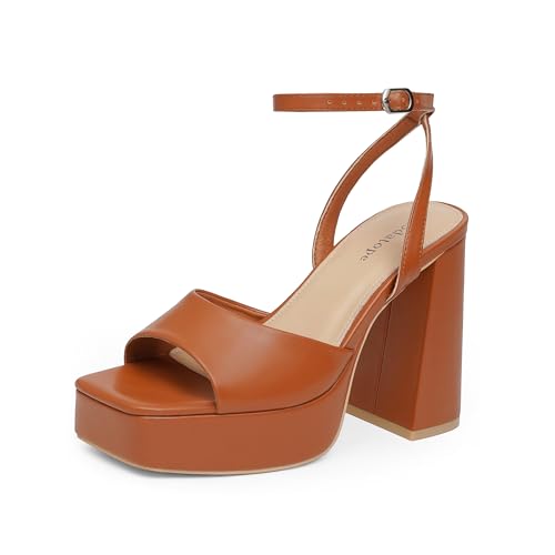 Image of Modatope Platform Heels for Women Platform Sandals Womens Chunky Heel Open Toe Pumps Ankle Strap Womens Wedding Party Pumps Shoes