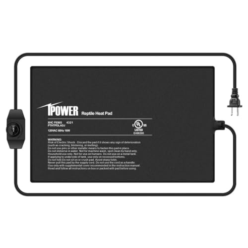 iPower 8 by 12 Inch Reptile Heating Pad with Temperature Adjustable Controller Knob, Under Tank Warmer Terrarium Heat Mat for Reptiles and Amphibians
