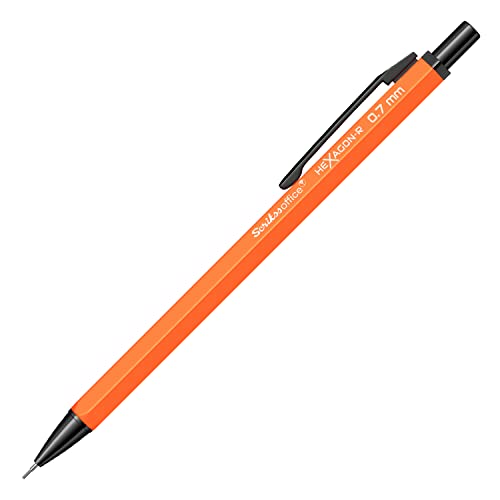Image of Scrikss 0.7 mm Cute Aesthetic Mechanical Clutch Lead Pen Pencil | for Drafting Sketching Drawing | Orange Penpencil | Hexagon-R