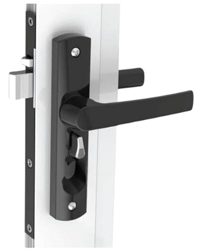 Security Screen Door Lock Hinged Black Barrier- Without Cylinder