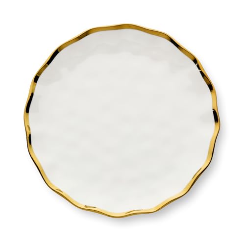Regency Gold 9-Inch Porcelain Salad Plates – Set of 4 Luxurious Gold-Edged Plates – Stylish, Durable Tableware for Serving Fresh Salads, Appetizers & Desserts