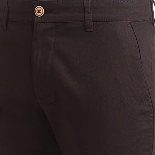 Image of Parx Men's Cotton Blend Solid Pattern Low Rise Tapered Fit Flat Front Casual Trouser