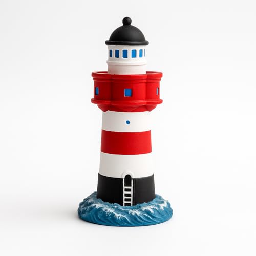 Heiko Blume Leuchtturm „Roter Sand“ Dekofigur – Polyresin, 10 cm hoch (Fuß 5 × 5 cm), rot-weiß – Maritime Strandhaus-Deko fürs Wohnzimmer,...