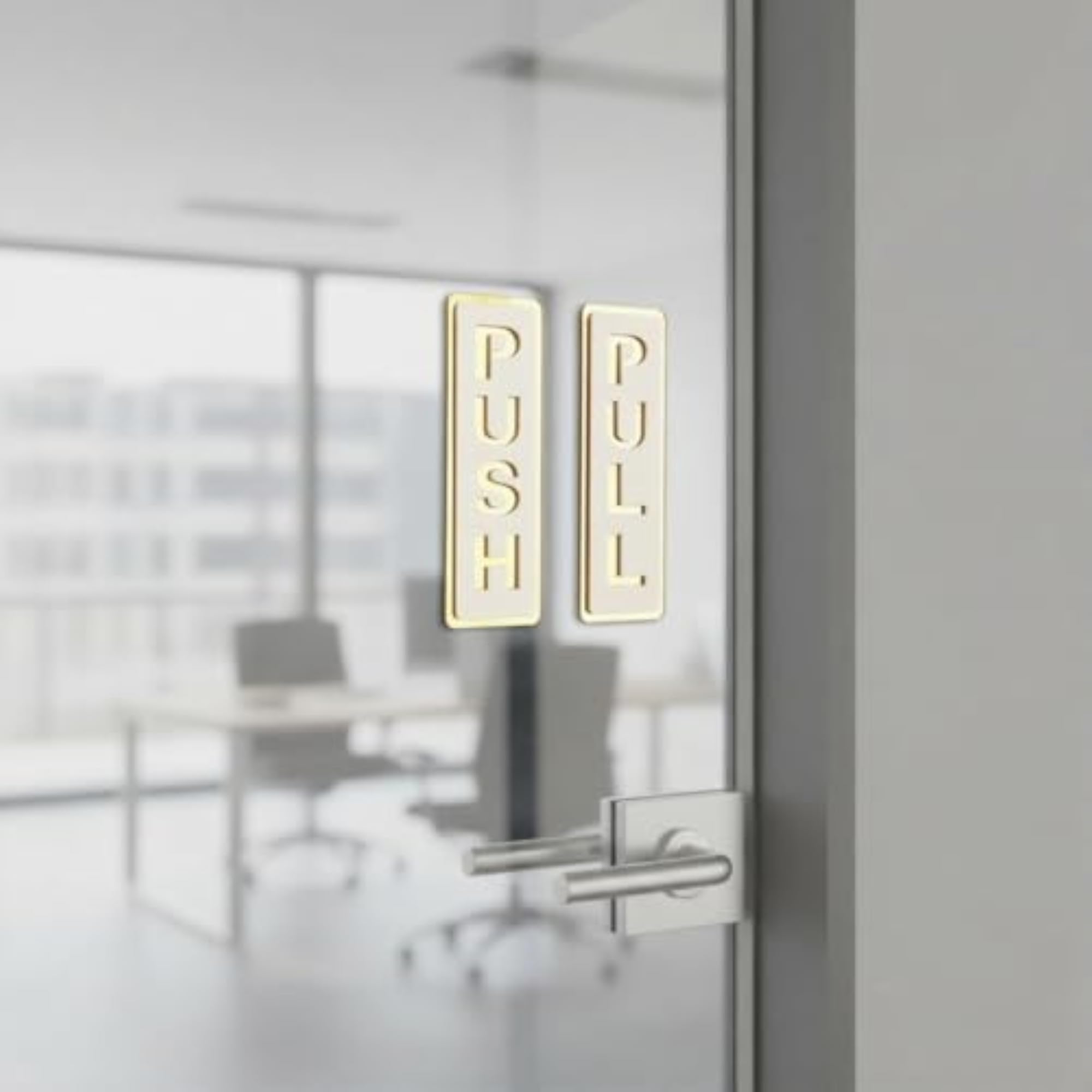 Push Pull Glass Door Sign - Acrylic Self-Adhesive Sticker