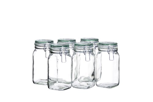 MÄSER 925341 Gothika, Einmachgläser 1,45 l, 6er Set, made in Germany, Vorratsgläser mit Deckel und Drahtbügel zum luftdichten Aufbewahren, Einkochen und Einlegen, Glas, transparent