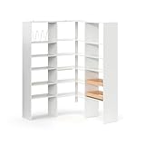 Easy Track 54” x 78' Basic Pantry Square Corner Storage System Kit, Floor Mounted, 2 Maple Drawers, Tray Divider Accessory, Solid Wood, White