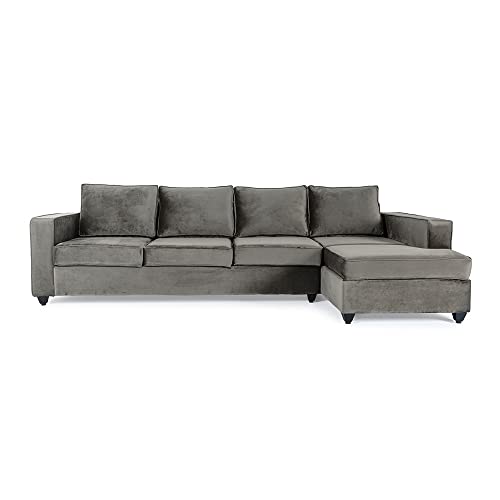 Image of Wakefit Sofa Set | 3 Year Warranty | Sofa 3 Seater, 3 Seater Sofa for Living Room, Wooden Sofa Set, 3 Seater + Right Aligned, Sofa for Living Room - Napper(Fabric-Velvet : Tuscan Tan)