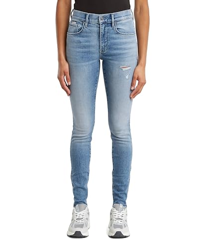 Pantalon G-STAR Bronson femme bleu taille haute pour sublimer et affiner la silhouette